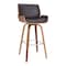 Armen Living Tyler 26" Counter Height Swivel Brown Faux Leather and Walnut Wood Bar Stool LCTYBABRWA26 - alternate 1